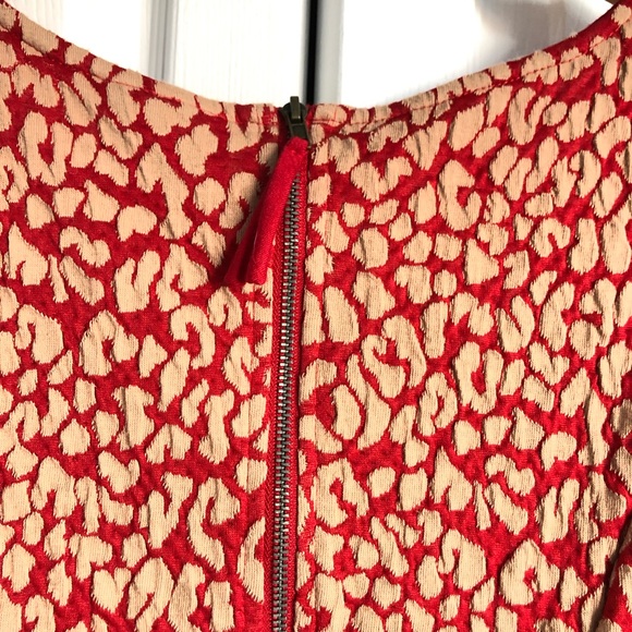 Anthropologie Maeve Red Caldera Leopard Print Fit & Flare Dress.  Size XS - Picture 2 of 8